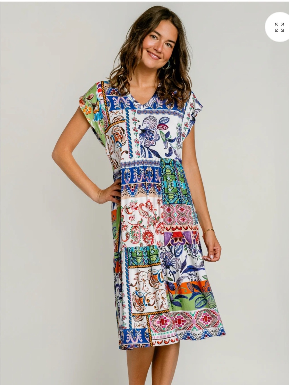 Johnny Was The Janie Favorite Tiered Dress Patchwork Armeria Scarf  Size Small S